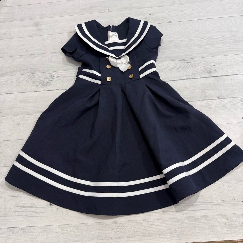 Jessica Ann girls navy blue nautical dress size 5